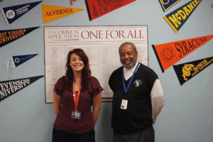 Ms. Hamelin, guidance counselor and College Fair coordinator and guidance counselor Mr.Smith