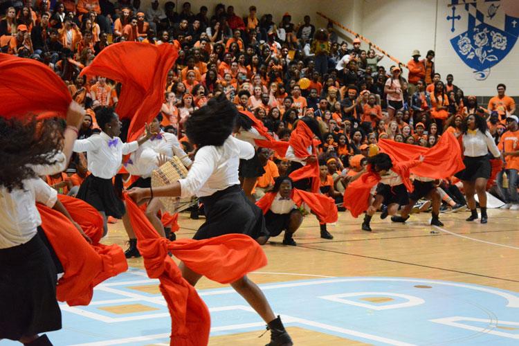 Lady Raiders Step Squad performing