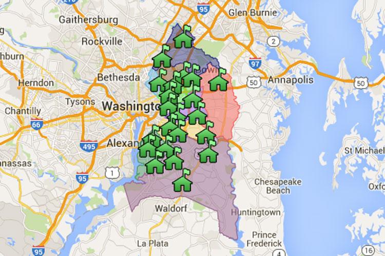 Map of Prince George's County public high schools