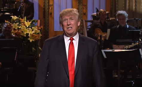 Donald Trump as he delivers the opening monologue. Photo courtesy of Saturday Night Live.