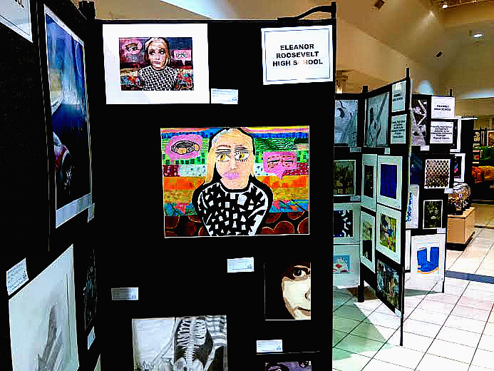 Eleanor Roosevelt HS artwork on display at the exhibit