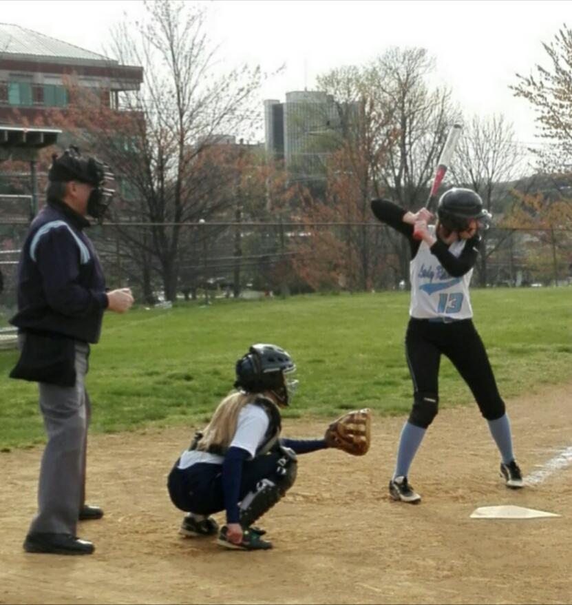 Senior Nora Snyder bats in the Raiders game against Bowie.