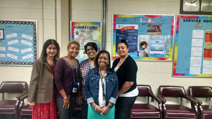 (From left to right) Ms. Zhu, Dr. Wright, Ms. Covington, Ms. Johnson, and Ms. Howard.