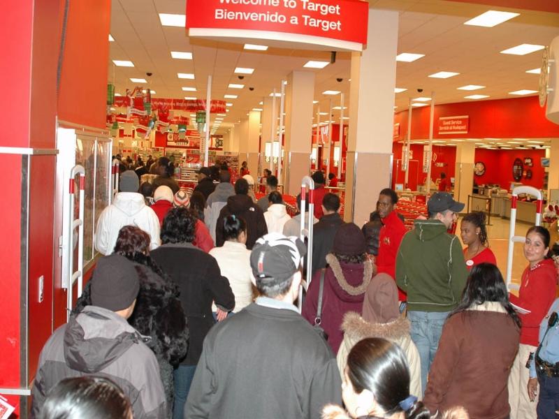 People waiting in a Target store on Black Friday.