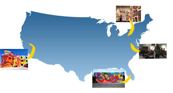 Map of a few prominent art scenes