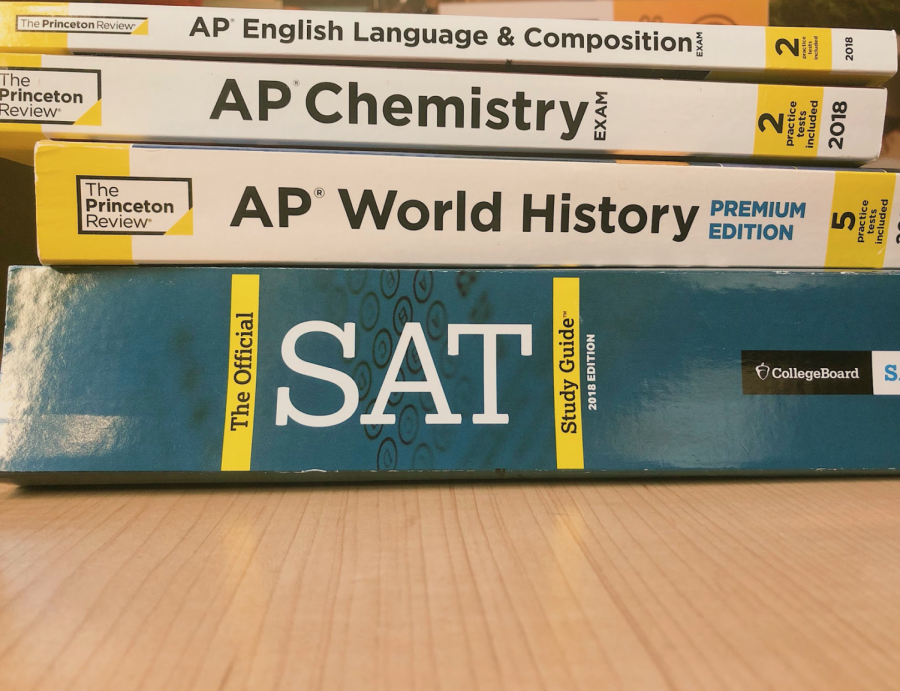 SAT and AP Exam prep books. Courtesy of Amy Lepore