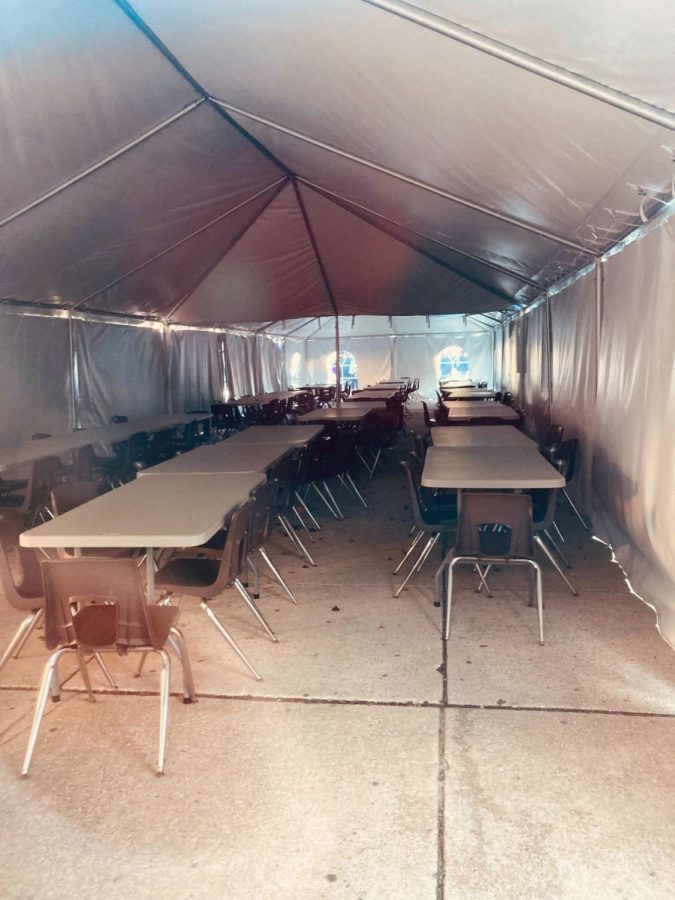 The tents provide complete shelter for foul weather. 