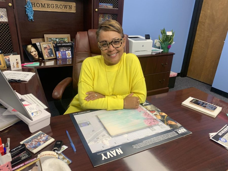 Principal Dr. Barnes in her office.