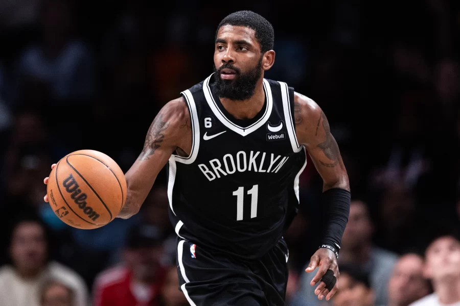 Kyrie Irving #11 of the Brooklyn Nets looks to brings the ball up the court during the fourth quarter of the game against the Chicago Bulls at Barclays Center on November 01, 2022 in New York City. Photo courtesy of DUSTIN SATLOFF/GETTY IMAGES.