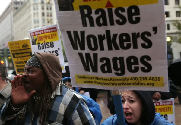 Activists hold protest In favor of raising minimum wage on April 29, 2014 in Washington, DC.

Alex Wong - Getty Images