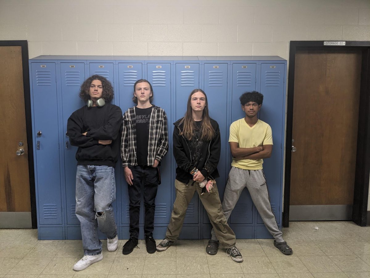 From left to right: Grayson Hough (vocals, senior), Gus McComb (drums, senior), Braeden Keffer (guitar, senior), and Jason Gallardo (bass, senior).