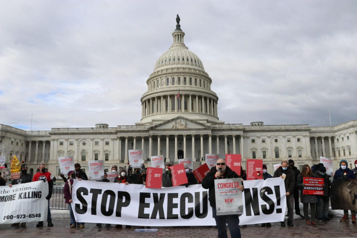 Anti death penalty protesters gather in the front of the U.S Capitol on January 17, 2022. 