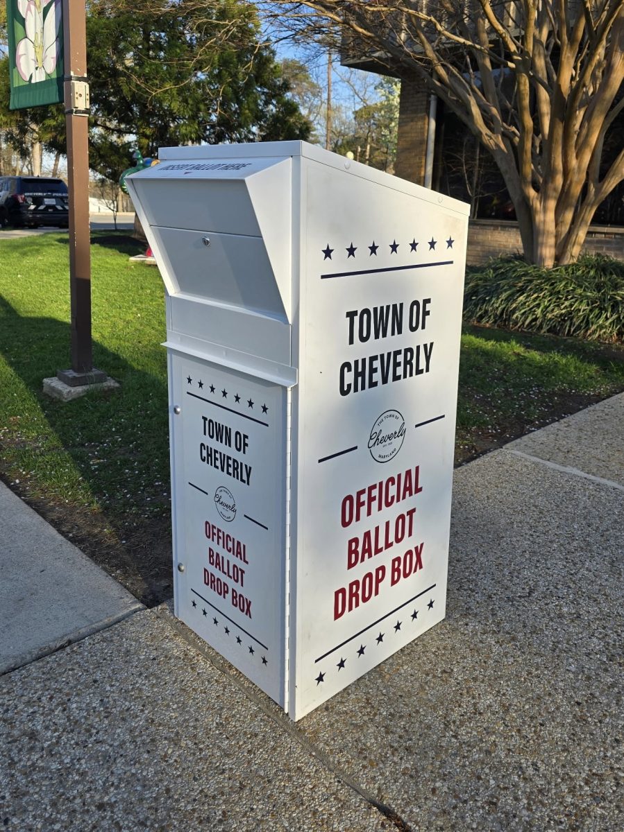 A ballot box outside the Cheverly Community Center