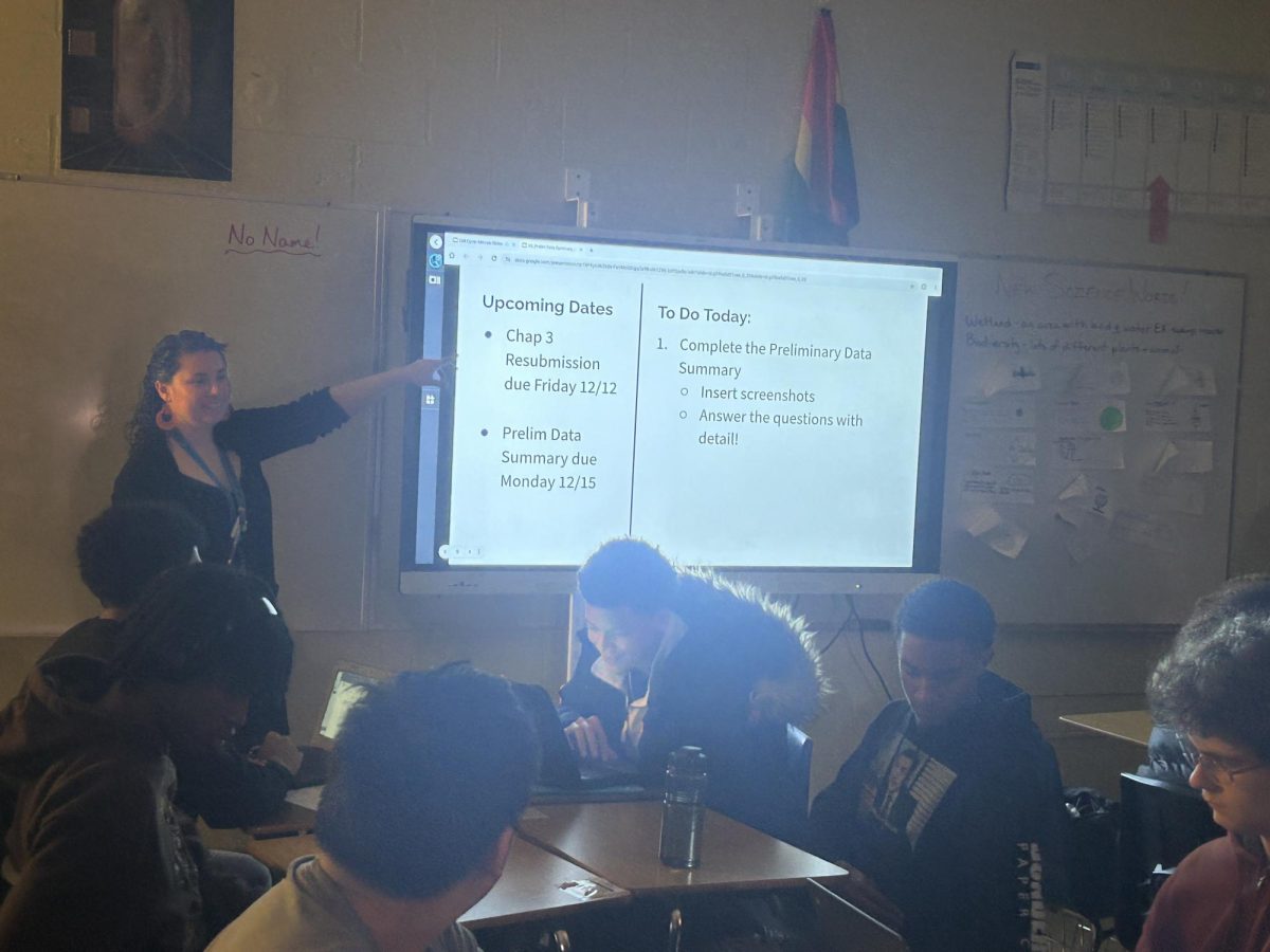 Ms.Monk informs her 7th period RP class about upcoming deadlines.