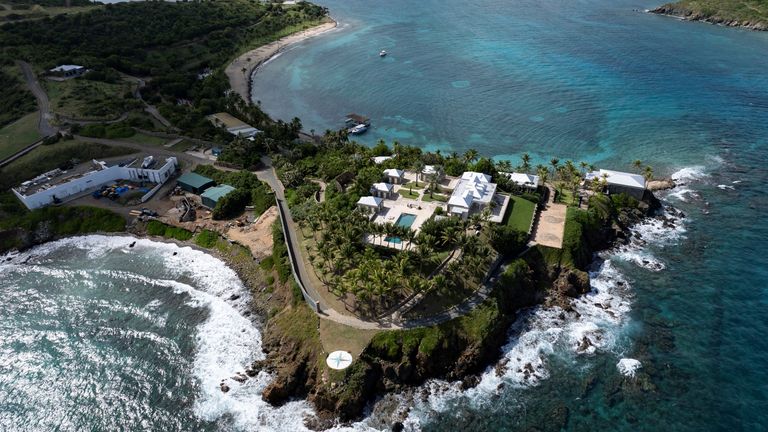 Overhead view of Jeffrey Epstein's island. 