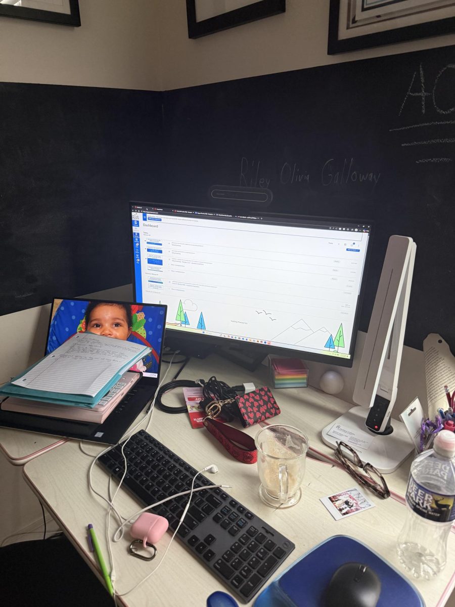 Riley Galloways virtual learning set up. 