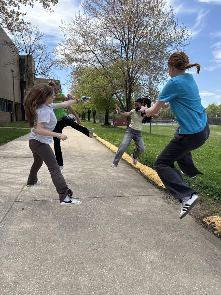 Senior Assassin admin team having fun. (From Left to Right): Bailey Spells, Kira Moore, Ritee Singh, and Iris Gaycken